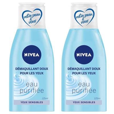 Nivea Démaquillant doux pour les yeux eau purifiée, Lot de 2x125ml
