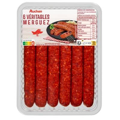 Auchan Véritables Merguez, 6x55g