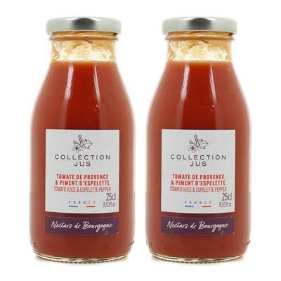 Nectars de Bourgogne Pur Jus de Tomate de Provence au Piment d'Espelette, Lot de 2x25cl