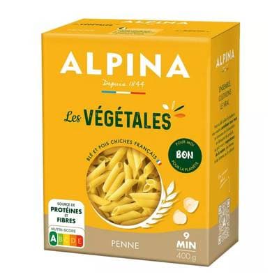 Alpina Savoie Pâtes Penne Végétale - Blé et pois chiche, 400g