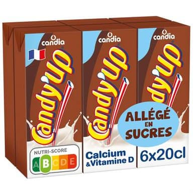 Candy-Up Boisson lactée chocolat allégée UHT, 6X20cl