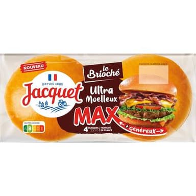 Jacquet Pain Hamburger Max Brioché, 4 buns - 300g