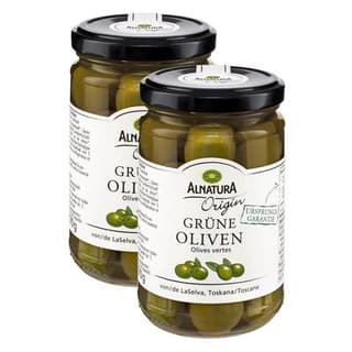 Alnatura Olives vertes avec noyaux bio en bocal, Lot de 2x170g