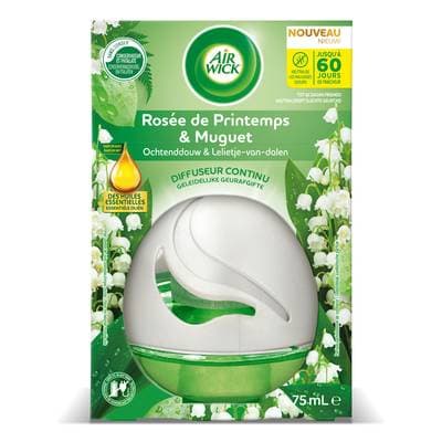 Air Wick Diffuseur Continu aux Huiles Essentielles Rosée de Printemps & Muguet, 1 pièce