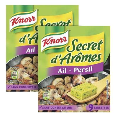Knorr Assaisonnement Secret d'Arômes Ail - Persil - 9 Cubes, Lot de 2 - 9x10g