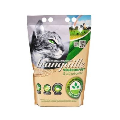 Tranquille Litière Végétale Agglomérante Végécompost et Bicarbonate, 4L