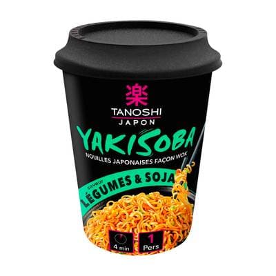Tanoshi - Japon Nouilles Instantanées Yakisoba Saveur Légumes Soja en cup, 90g