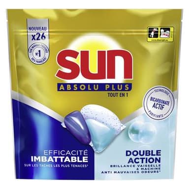 Sun Capsule lave vaisselle tout en 1 Double Action, 26 capsules