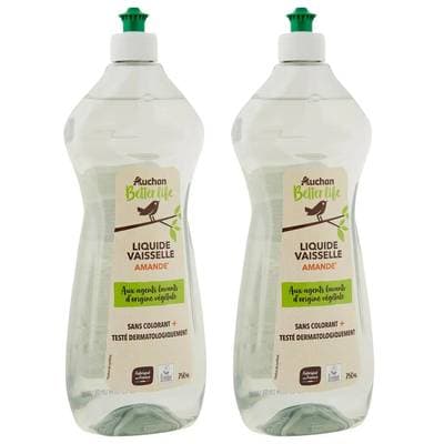 Auchan Better Life Liquide vaisselle amande, Lot de 2x750ml