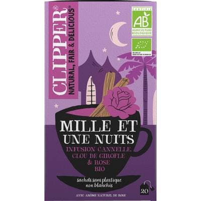 Clipper Infusion Mille Une Nuit Cannelle Clou de girofle et rose bio - 20 sachets, 40g