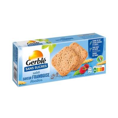 Gerblé Sans Sucres 12 Biscuits Sablé saveur Framboise Rooibos, 132g