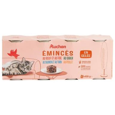 Auchan Boites Emincés en gelée multi-variétés pour chat et chat stérilisé, 4x400g