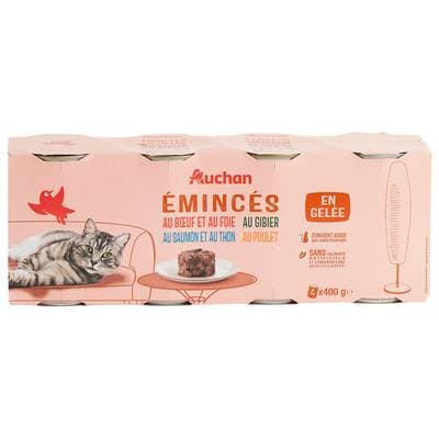 Auchan Boites Emincés en gelée multi-variétés pour chat et chat stérilisé, 4x400g