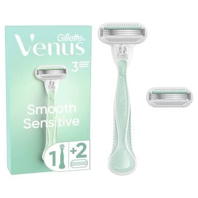 Gillette Venus Rasoir et Lames Smooth Sensitive, 1 rasoir et 2 lames