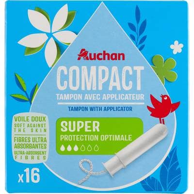 Auchan Tampons avec applicateur super, 16 tampons