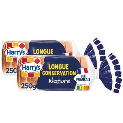 Harrys Pain de Mie Longue Conservation Nature, Lot de 2x250g