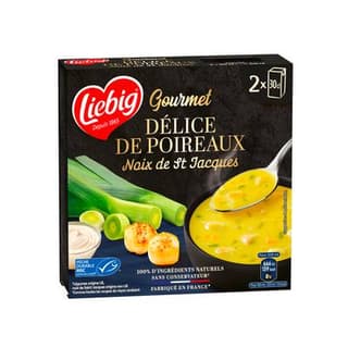 Liebig Délice de Poireaux et Noix de Saint-Jacques MSC Soupe liquide en brique individuelle, 2x30cl