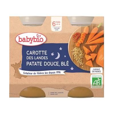 3288131510590 - Babybio - Carottes des Landes, Patate douce et Blé Bio Pot Bébé Dès 6 mois
