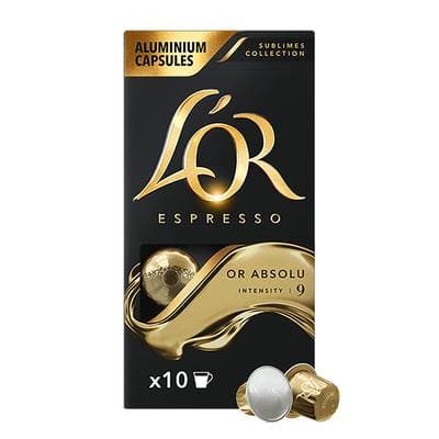 L'or Espresso Café Capsules OR absolu intensité 9, 10 capsules