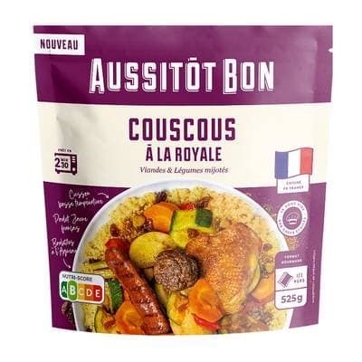 Aussitôt Bon Couscous à la Royale viande et légumes mijotés, 525g