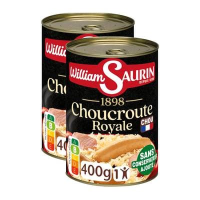 William Saurin Choucroute Royale au Riesling en conserve individuelle, Lot de 2x400g