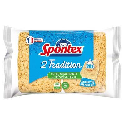  - Spontex - Éponges Tradition x2, Super Absorbante et Très Résistante