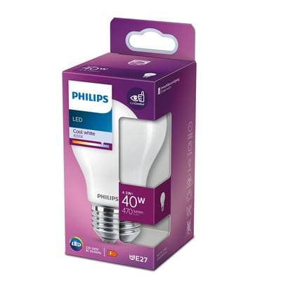 Philips Ampoule E27- 4,5 W LED Classique Dépolie Blanc Froid, E27  40W