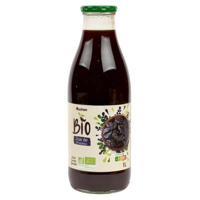 Auchan BIO Pur jus de pruneau bio sans sucres ajoutés, 1L