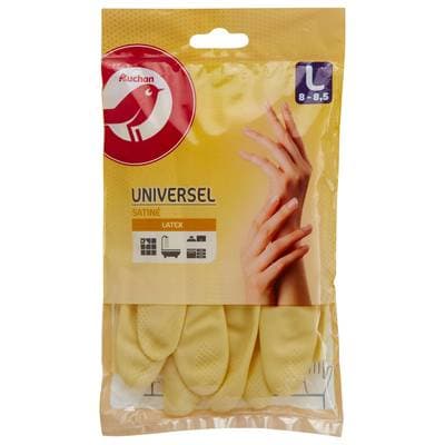 Auchan Gants de ménage en latex satiné taille L, 1 paire