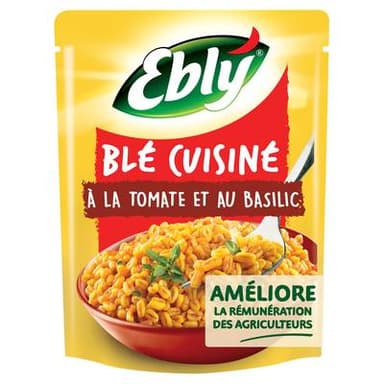 Ebly Blé Express Cuisiné Tomate et Basilic micro-ondes, 220g