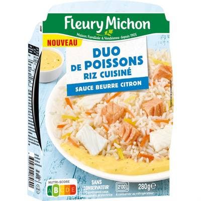 Fleury Michon Duo de Poisson Riz cuisiné Sauce Beurre Citron, 280g