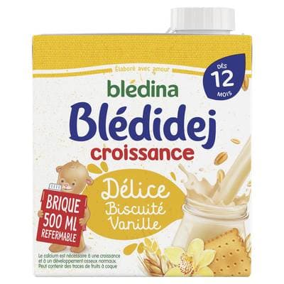 Blédina - Blédi'dej Céréales lactées Saveur biscuité Vanille Brique Bébé Dès 12 mois, 50cl