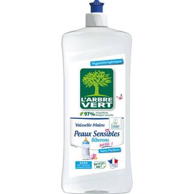 L'arbre Vert Liquide vaisselle mains Peaux sensibles - Hypoallergénique, 750ml