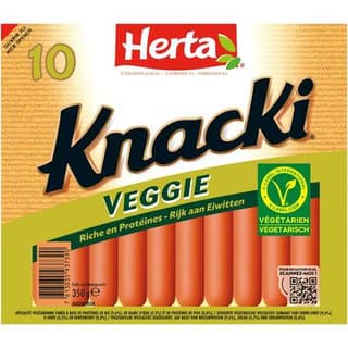 Herta Knacki saucisse végétale blé œuf et pois, 10 pièces - 350g