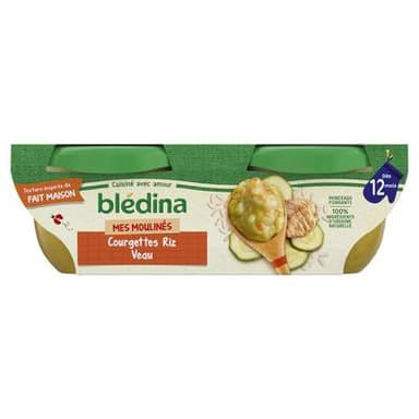 Blédina - Idées de maman Courgettes, riz, veau Bol Bébé dès 12 mois, 2x200g
