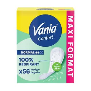 Vania Protège-slips Normal Confort 100% Respirant Parfum Aloe Vera, 50 protège slips