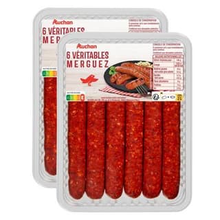 Auchan Véritables Merguez, Lot de 2x330g
