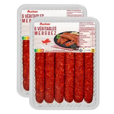 Auchan Véritables Merguez, Lot de 2x330g