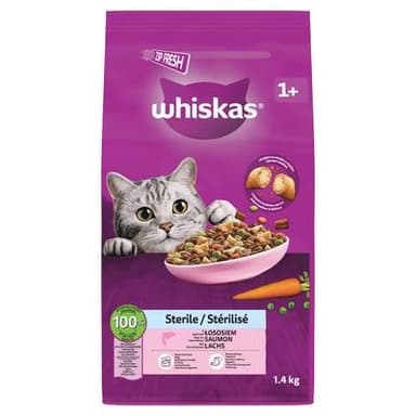 Whiskas Croquettes Saumon pour Chat adulte stérilisé, 1,4kg