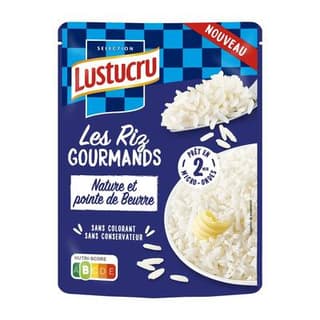 Lustucru Riz Express Micro-Ondes Nature et Pointe de Beurre, 220g