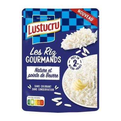 Lustucru Riz Express Micro-Ondes Nature et Pointe de Beurre, 220g