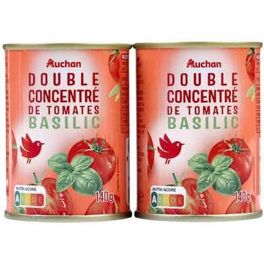 Auchan Double concentré de tomates basilic, 2x140g
