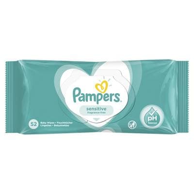 Pampers Lingettes bébé Sensitive, 52 lingettes