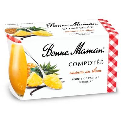 Bonne Maman Compotée ananas au rhum & vanille, 2x130g