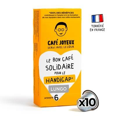Café Joyeux Café Capsules 100% Arabica Lungo Intensité 6 Compatibles Nespresso, 10 capsules
