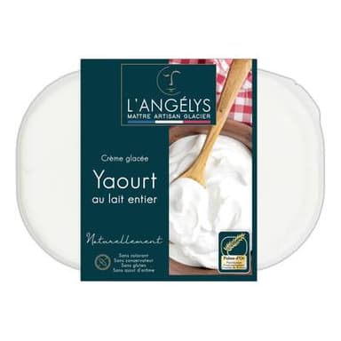 L'Angelys Crème glacée artisanale yaourt au lait entier, 450g