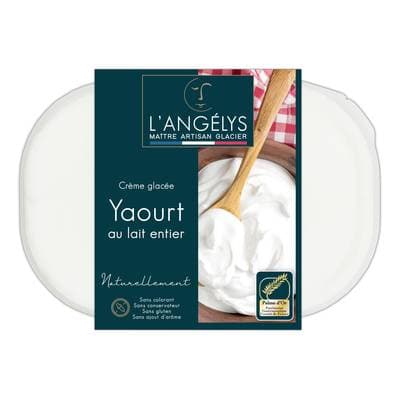 L'Angelys Crème glacée artisanale yaourt au lait entier, 450g