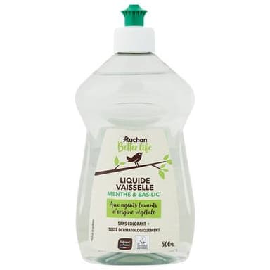 Auchan Better Life Liquide vaisselle menthe basilic, 500ml