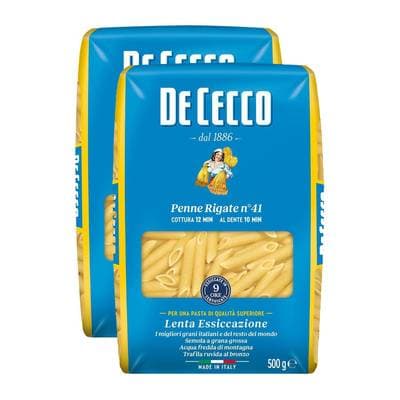 De Cecco Pâtes Penne Rigate n°41 Premium, Lot de 2x500g
