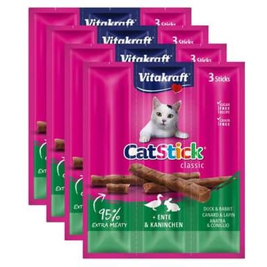 Vitakraft Catstick Bâtonnets Canard et Lapin - Friandise pour chat, Lot de 4 - 3x6g